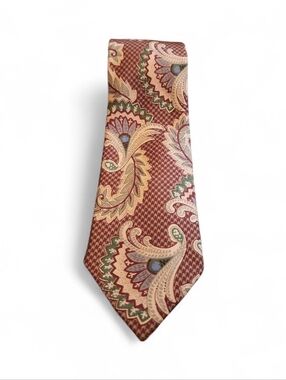 Fendi Paisley Silk Tie in Burgundy and Cream